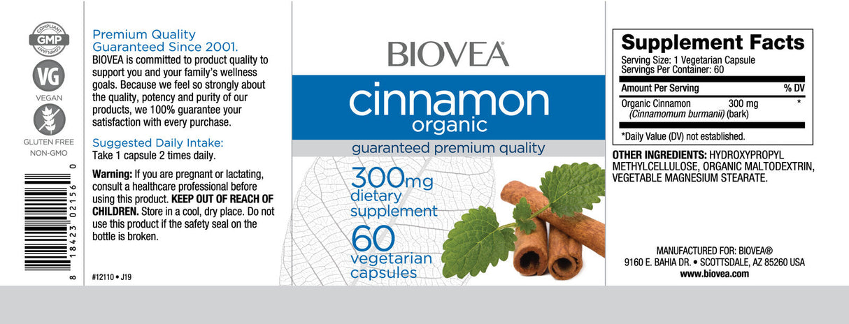 Cinnamon Organic 300 mg / 60 vallen
