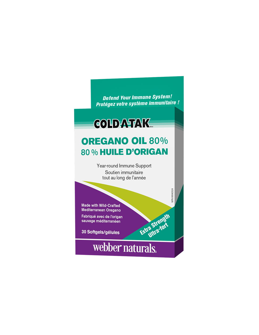Cold-A-Tak® Oregano Oil Extra Strength / Oregano (oil / 80% carvacrol), 180 mg, 30 softgel capsules