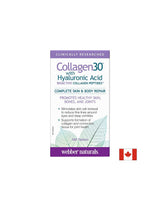Collagen30® with Hyaluronic Acid / Collagen (bioactive collagen peptides) with hyaluronic acid, 180 tablets Webber Naturals