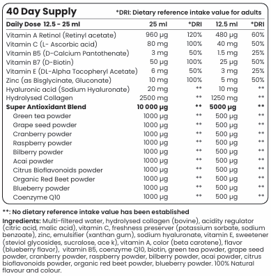 Collagen with retinol, hyaluron, CoQ10 - (20/40 doses, 500 ml)