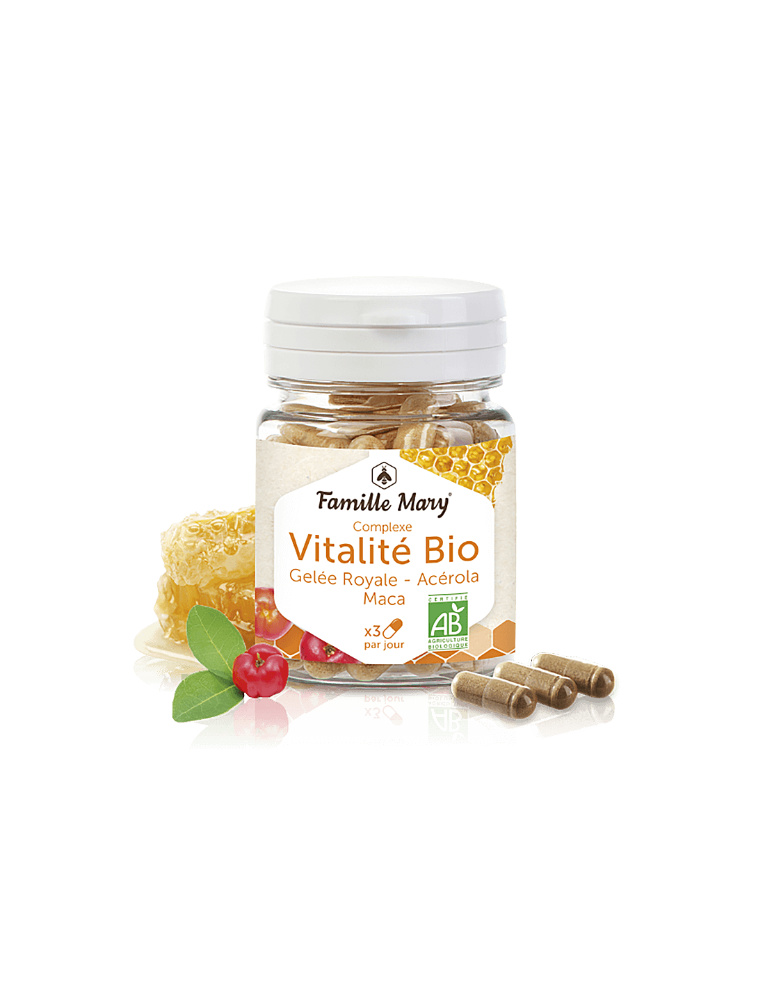 Vitalitéit an Energie - Bio Vital Komplex mat Poppel, kinneklech Jelly an Acerol - Compitalit bio, 60 Kapitelen