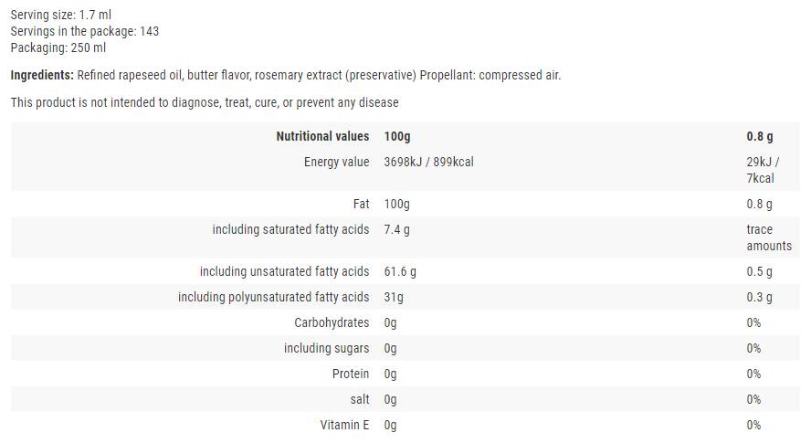 Cooking Spray / Butter - 250 ml