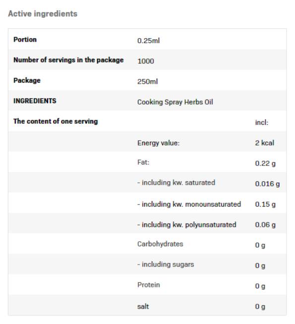 Cooking Spray - Herbs Oil - 250 ml