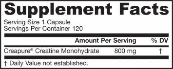 Creatine Monohydrate 800 mg 120 capsules