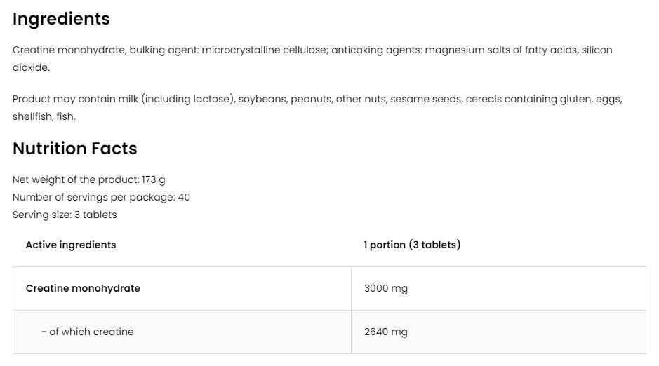 Kreatinové monohydrátové karty 3000 - 120 tablet