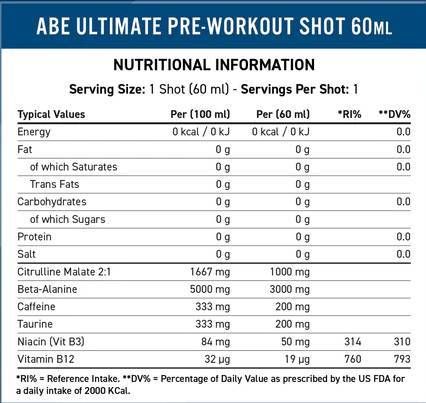 Abe Shot | Všetko čierne všetko pre -workout - 12 x 60 ml