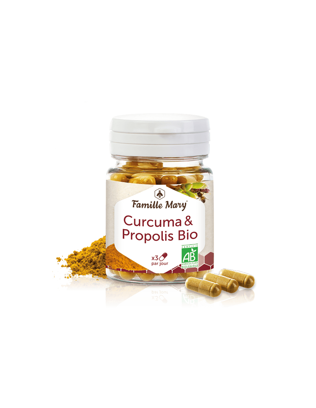 Curcuma & Propolis Bio/ Turmeric + bio propolis, 60 Famille Mary capsules