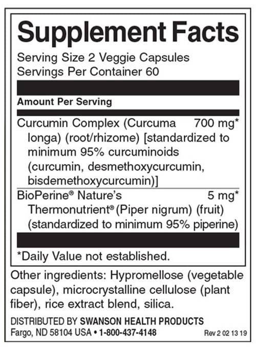 Curcumin Complex with BioPerine 350 mg - 120 capsules