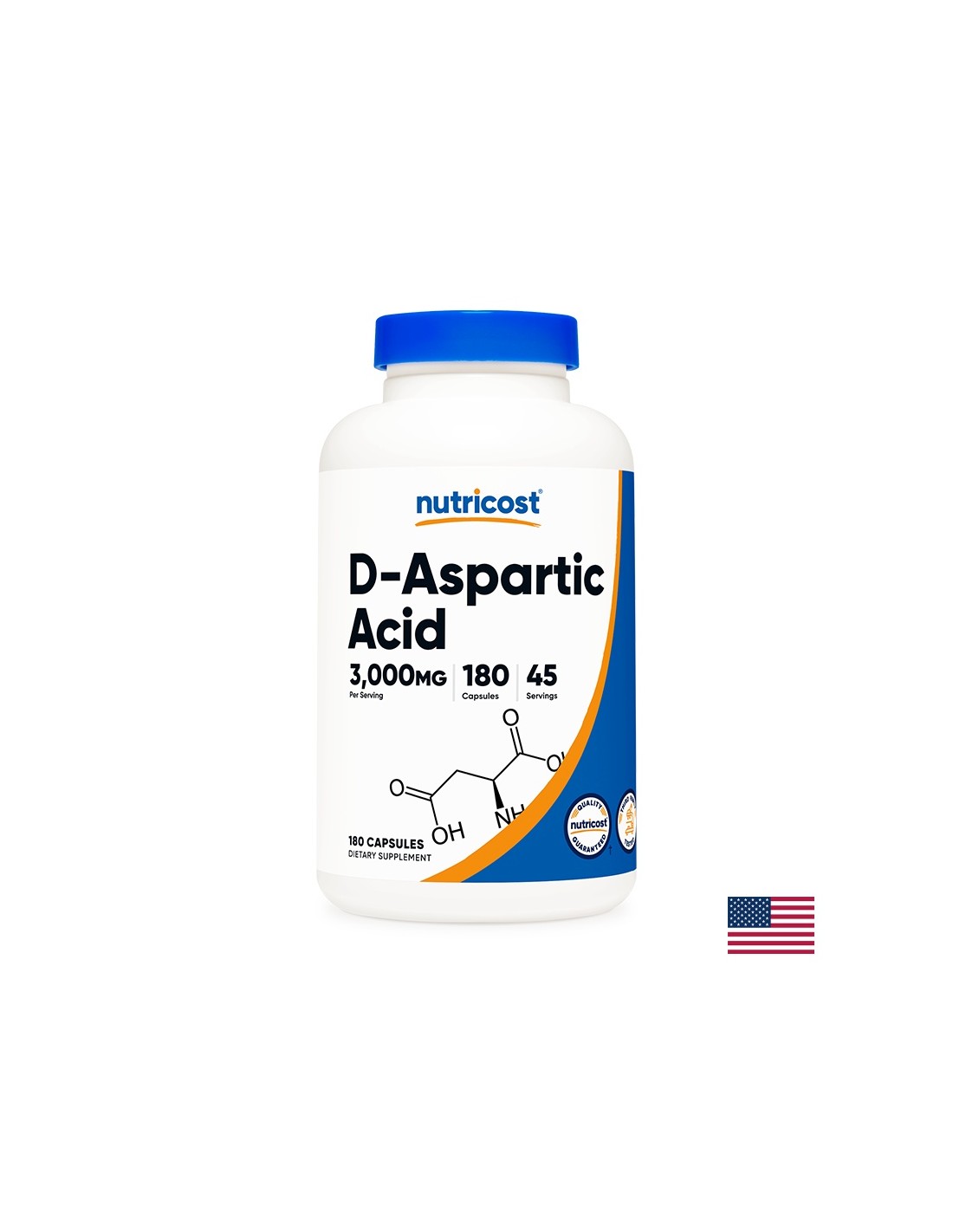 Gezondheid voor mannen - D-asparaginezuur, 3000 mg/180 capsules <tc>Nutricost</tc>