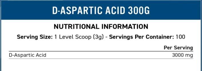 D-Aspartic Acid Powder 3000 mg - 300 grams