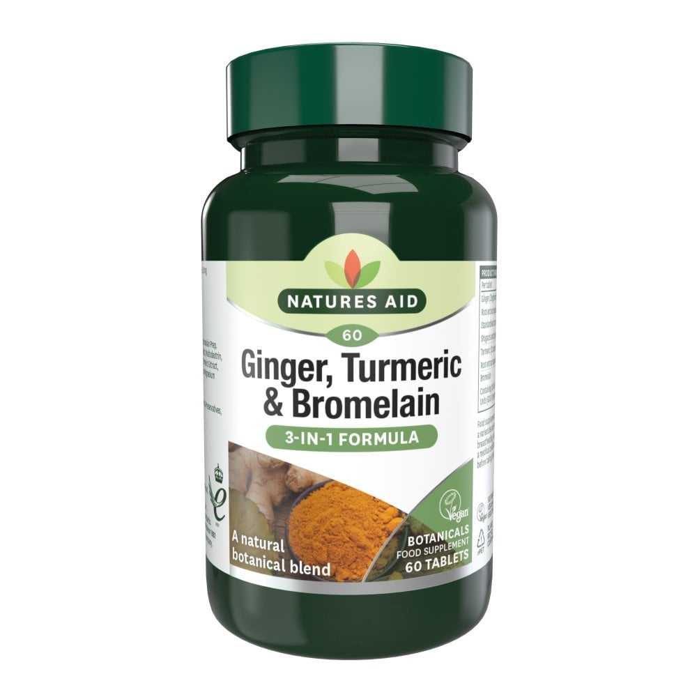 Gember, kurkuma en bromelain (gember, kurkuma en bromelain) 60 tabletten Naturesaid
