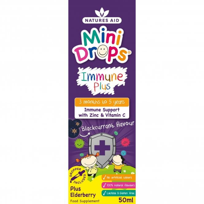Immune formula with elderberry drops for children (Mini Drops Immune Plus) 50ml NaturesAid