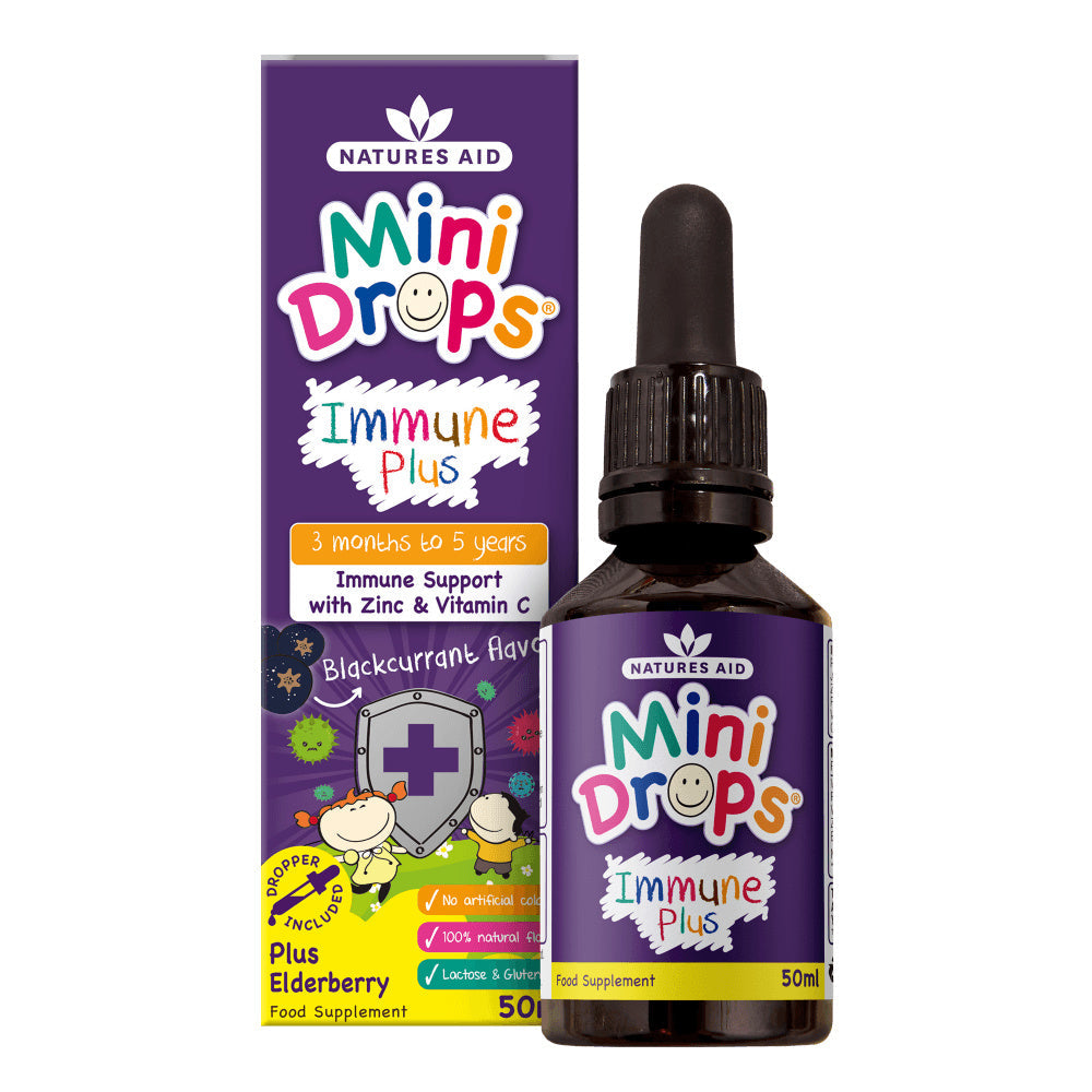 Immune formula with elderberry drops for children (Mini Drops Immune Plus) 50ml NaturesAid