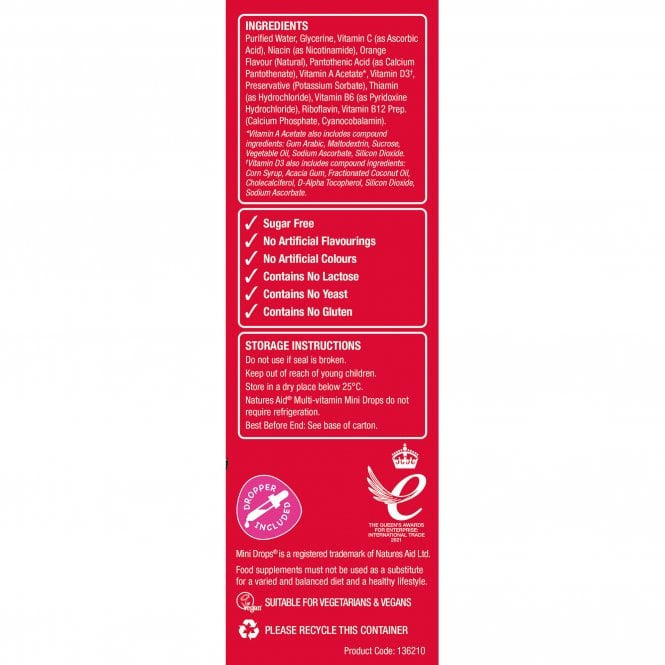 Multivitamin drops for children (Mini Drops Multi-vitamin) 50ml NaturesAid