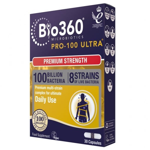 Probiotic Pro-100 ULTRA (100 Billion Bacteria) 100 billion. 30 NaturesAid Capsules