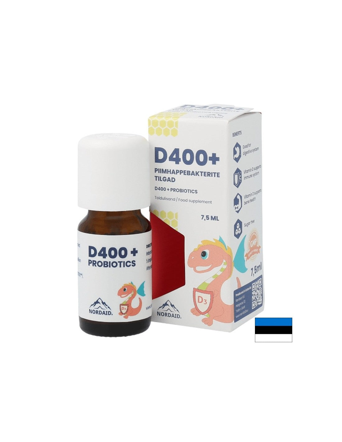 Vitamin D3 400 IU + probiotics - Immunity and digestive system, Drops for children and adults, 7.5 ml