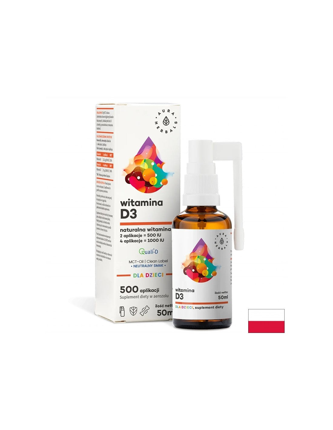 Bone care and strong immunity - Vitamin D3 for children and adults, Mouth spray, 50 ml Aura Herbals