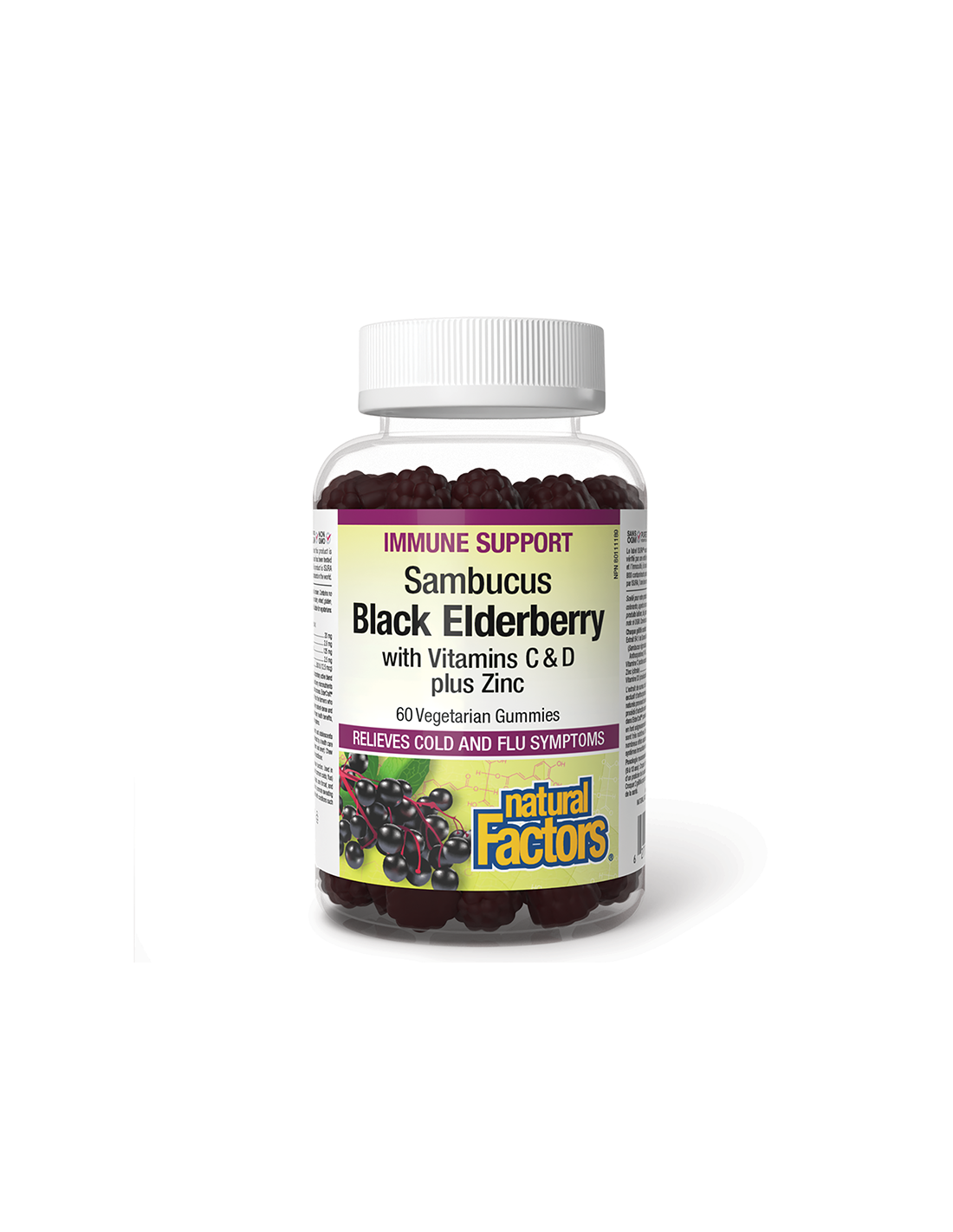 Inmunidad - Sambucus Gummy (saúco negro + vitaminas D3, C y zinc), 60 comprimidos de gel <tc>Natural Factors</tc>
