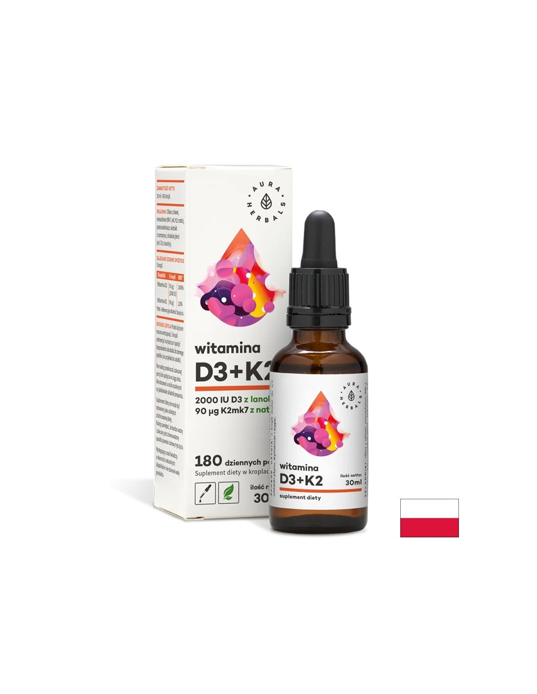 Bones and Teeth - Vitamin D3 + K2, 30 ml drops Aura Herbals