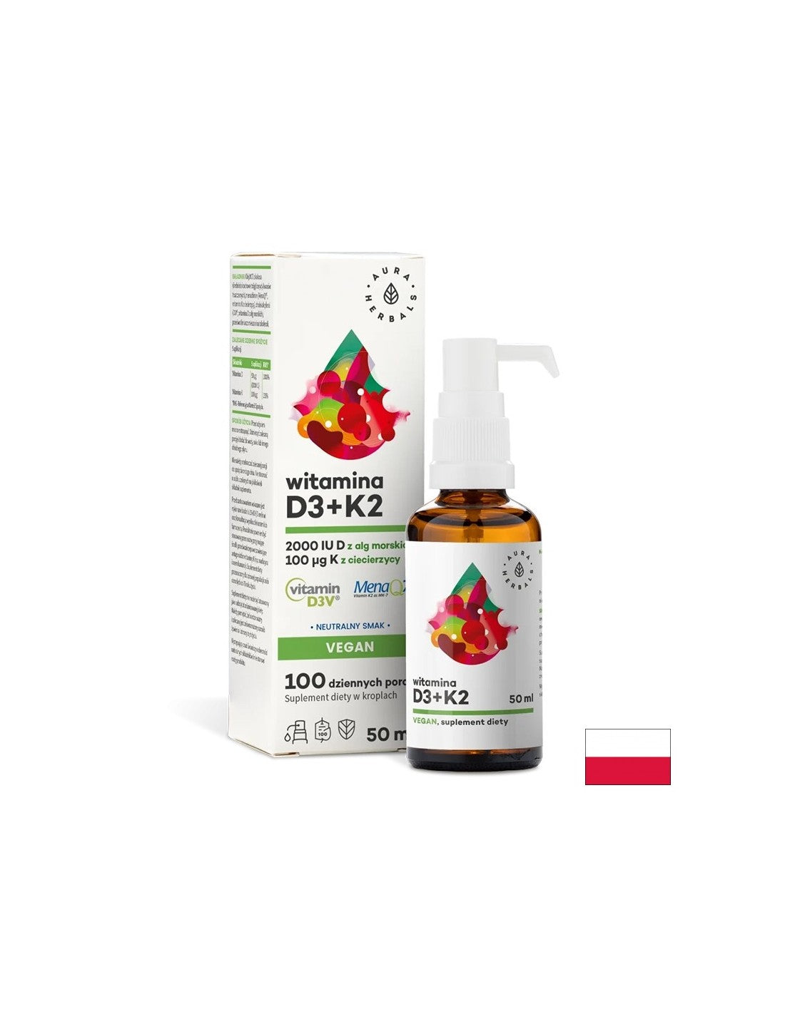 Bones and joints - Vitamin D3 + K2 (vegan formula), 50 ml drops
