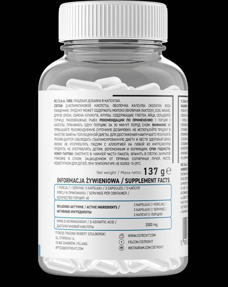 Ácido DAA 1000 / D-Aspáptico 120 cápsulas