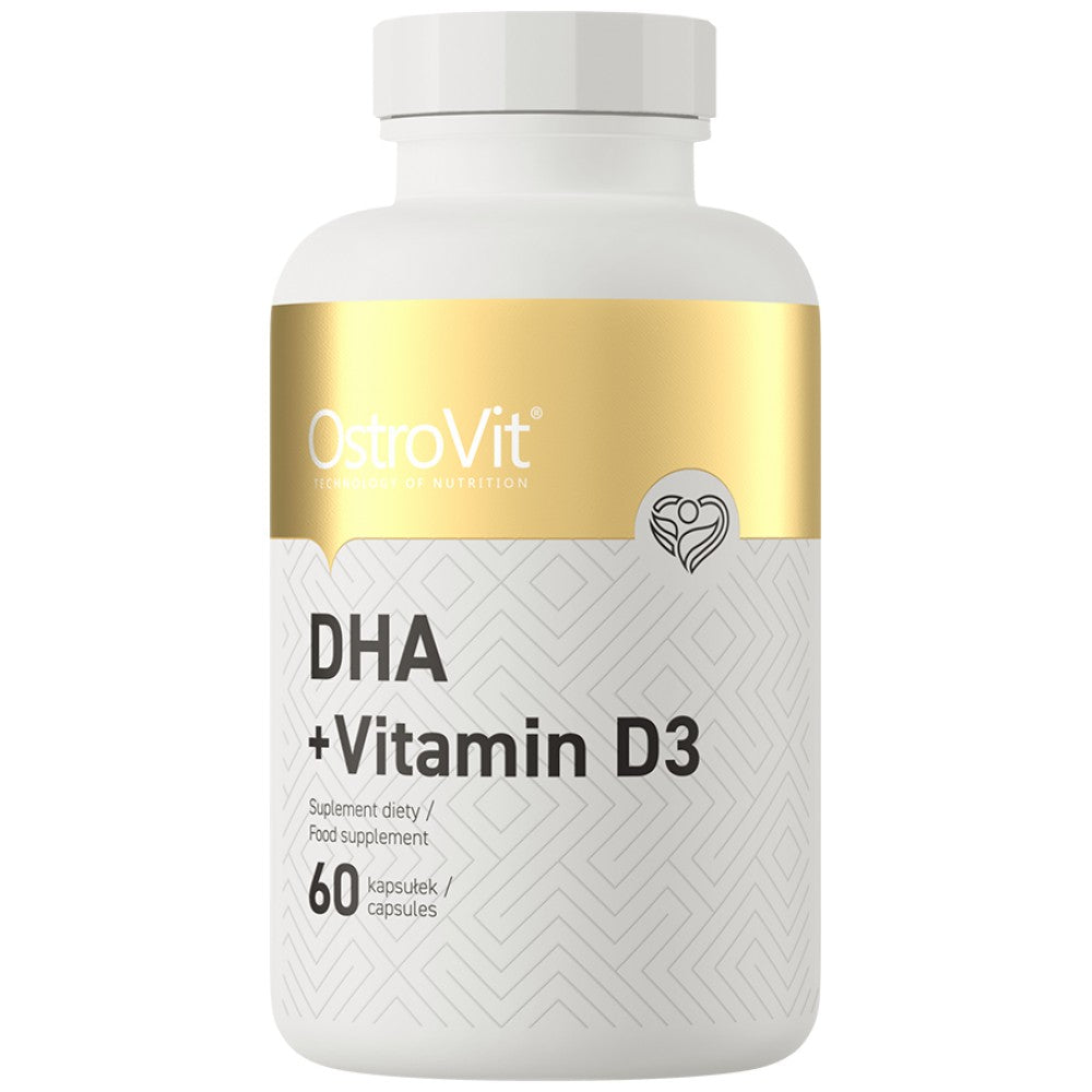 DHA + vitamina D3 | 300 mg DHA del aceite de pescado 60 cápsulas de gel
