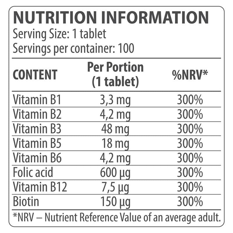 Vitamin B Complex - 100 tablets