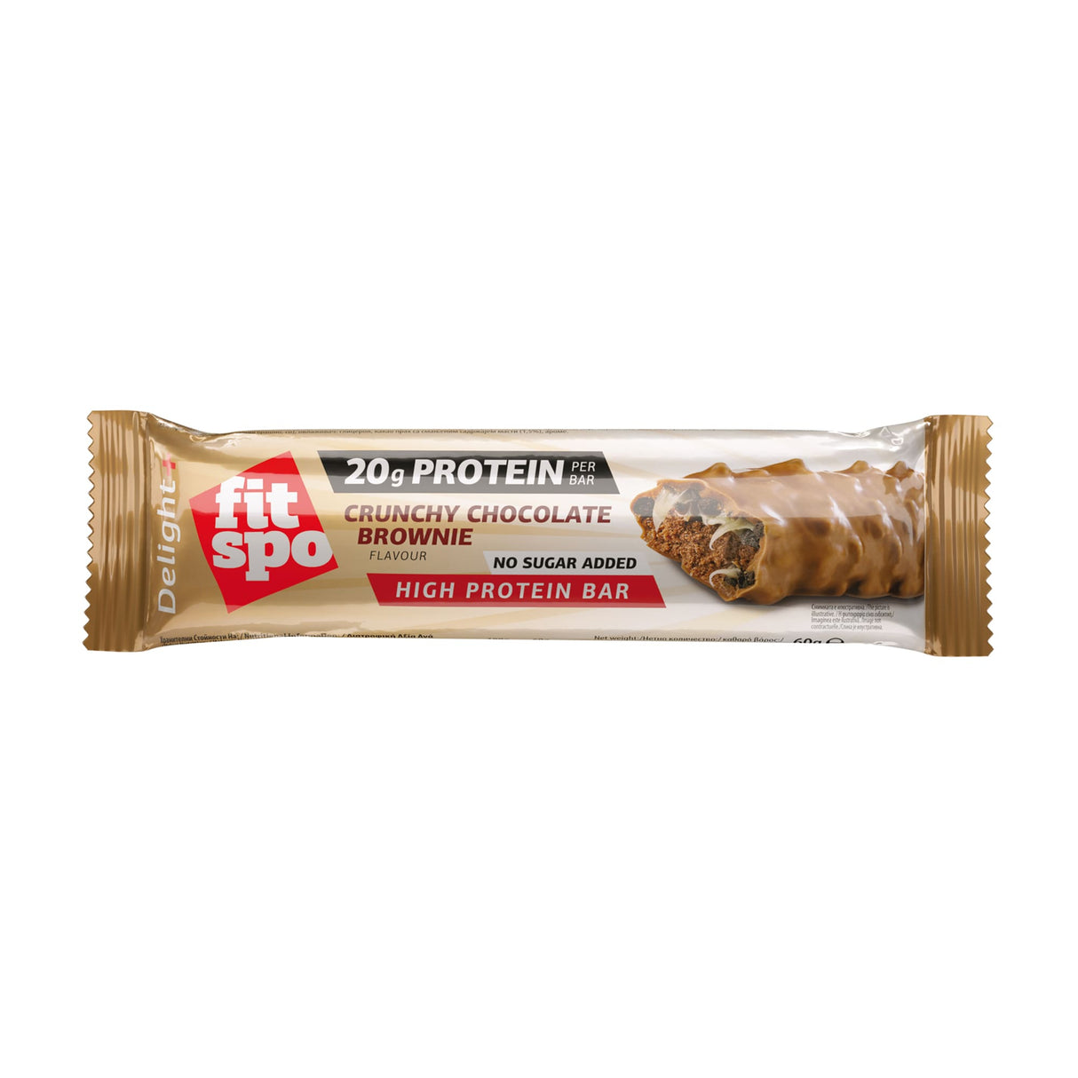 Delight+ Crunchy Protein Bar Chocolate Brownie - 12 x 60 grams