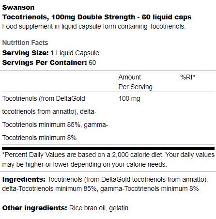 Dvojitá síla Tocotrienols 100 mg 60 gel kapsle