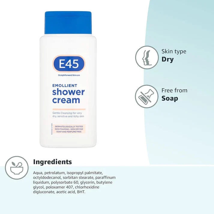 Crema per doccia emolliente E45 per pelle secca e sensibile - 200 ml