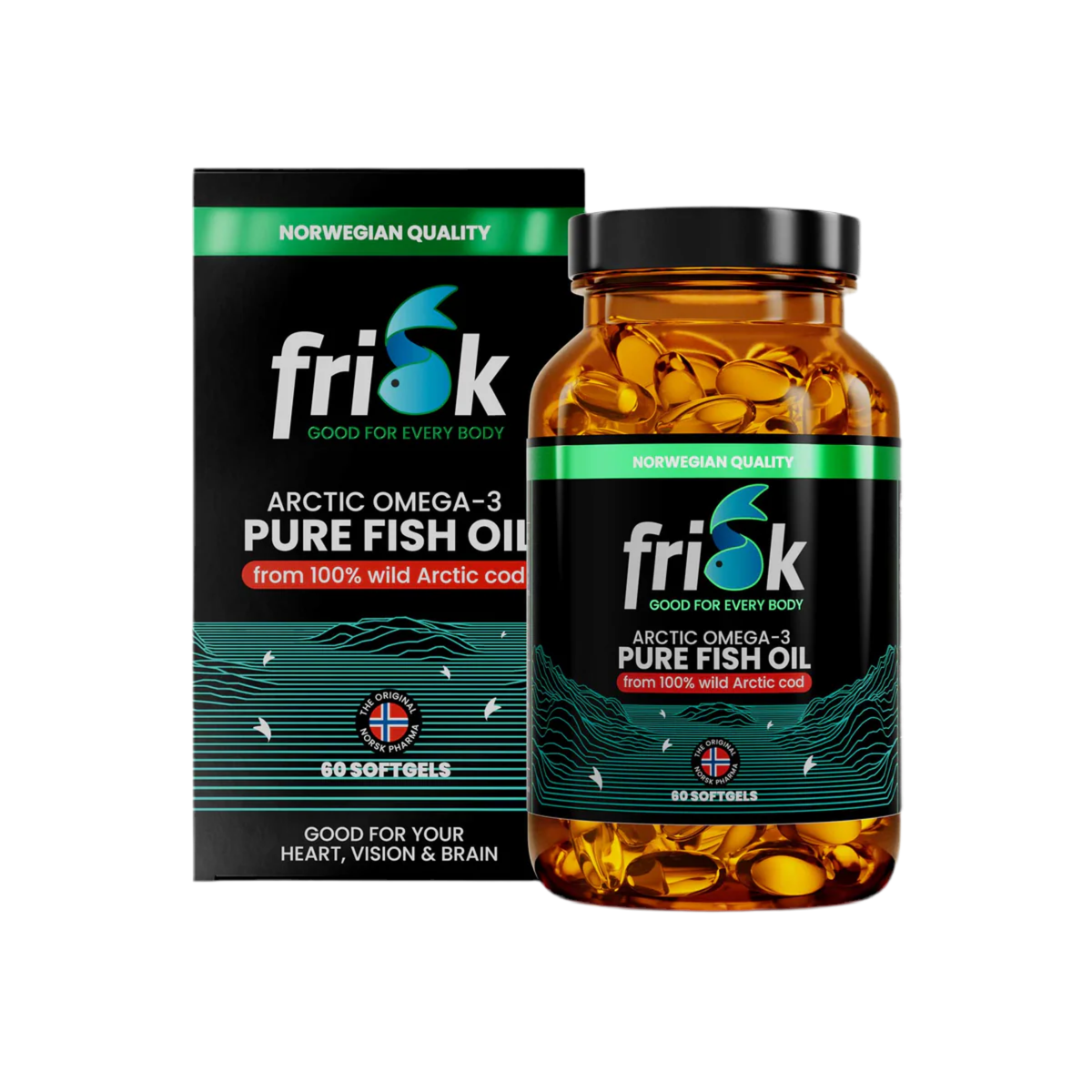 Arktesch pur-omega-3 vun 100% wild arktesche Féiwer-60 Kapselen