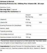 Óleo de Prímula Evening 1500 mg | Mais vitamina B6 - 60 cápsulas