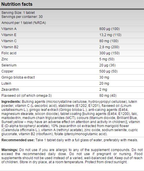 OJOS/FORMULA DE OJOS 60 Tabletas