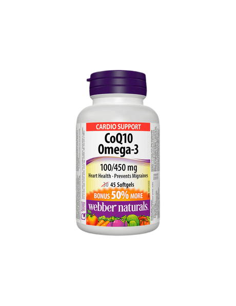 CoQ10 & Omega-3/ Коензим Q10 100 mg + Omega-3 450 mg x 45 софтгел капсули - Feel You