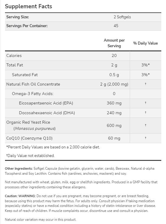 Red Omega ™ | Red Yeast Rice - 180 Gel Capsules