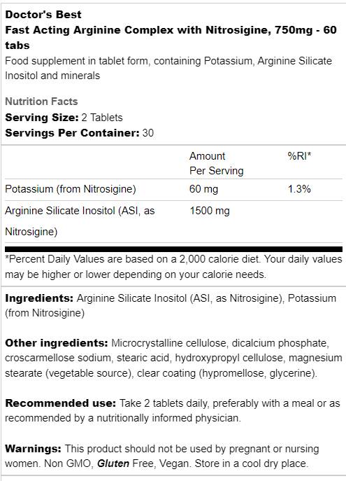 Rychle herecký komplex argininu | S nitrosiginem 750 mg - 60 tabletů
