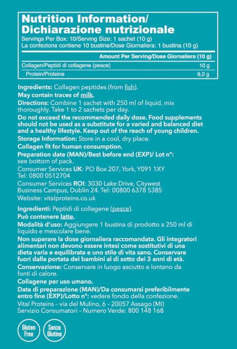 Colágeno marinho / colágeno de peixe hidrolisado - 10 x 10 gramas