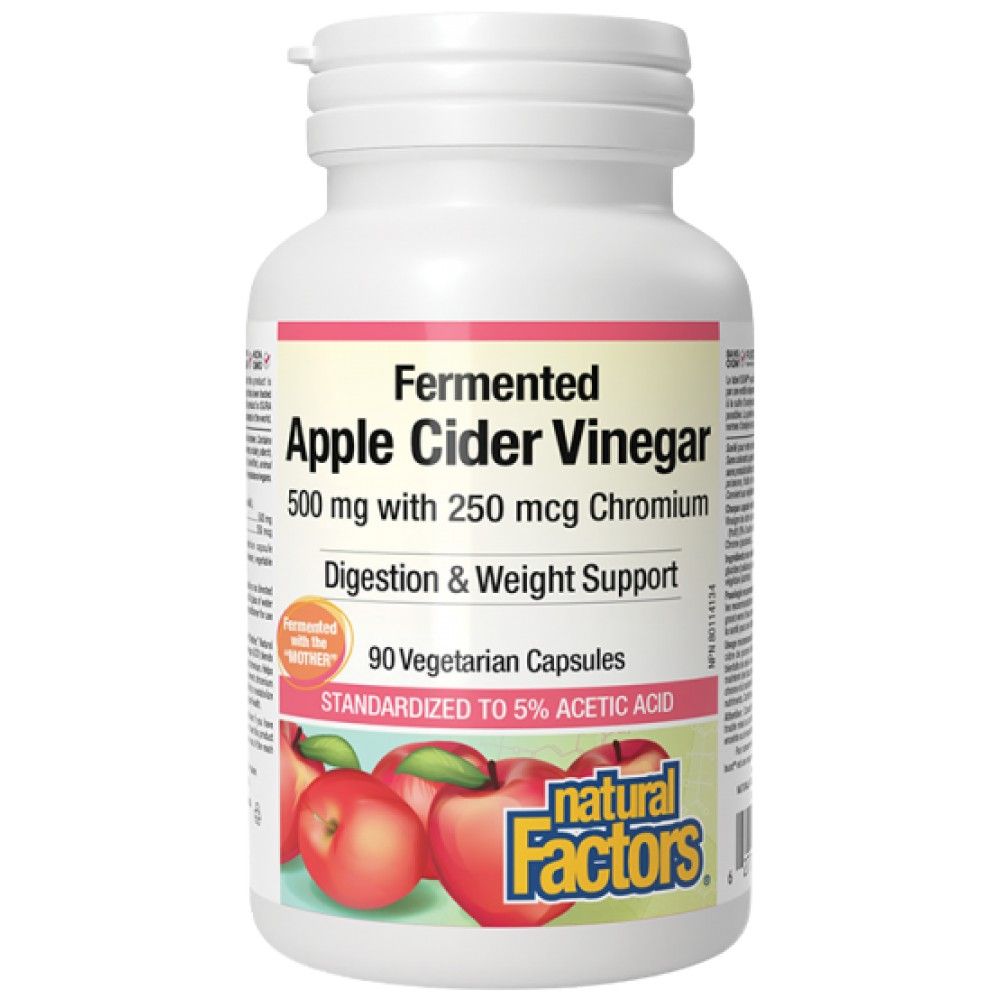 Vinagre de sidra de manzana fermentado 500 mg | Más cromo 250 mcg - 90 cápsulas