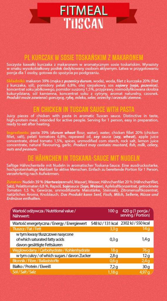 FitMeal Tuscan | Ready-to-eat High-Protein Meal - 420 grams