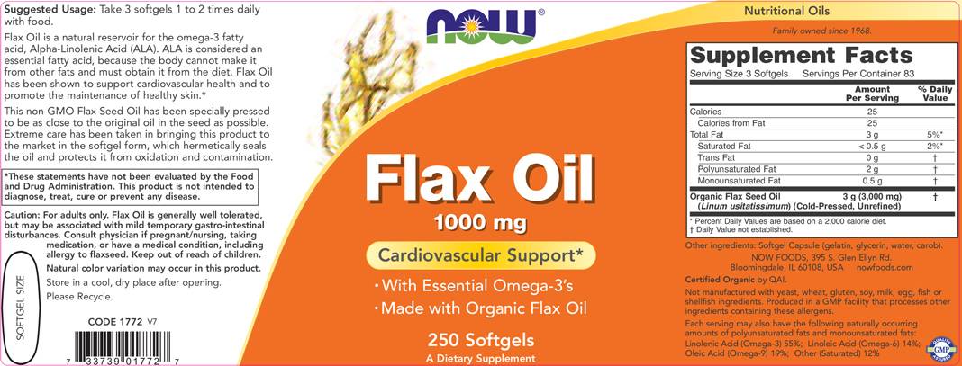 Flax Oil Organic 1000 mg - 100 Gel capsules