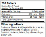 Foliumzuur 800 mcg - 250 tabletten