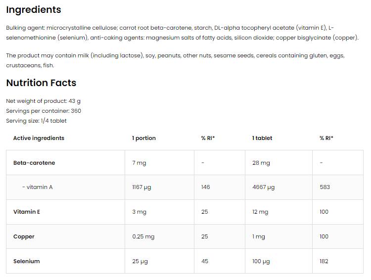 Beta-Carotene 28 90 tablets