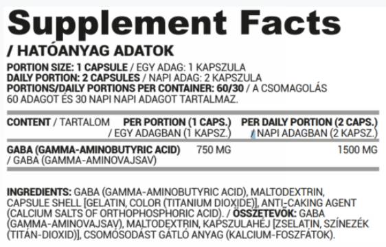 GABA 750 mg - 60 kapsulių