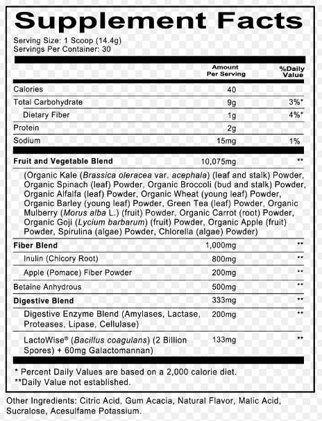 GI Juice | Supergreens Blend + Digestive Enzymes - 450 grams