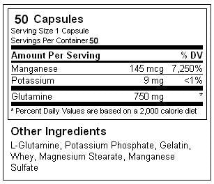 GLUTAMINE 750 mg 100 capsules