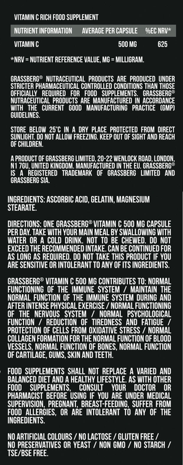 Grasberg Vitamin c 500mg / 60 Fallen