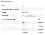 BCAA 2: 1: 1 1000 xtracaps - 180 kapsulės