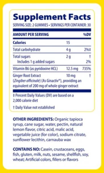 Ginger & Vitamin B6 Gummies - 60 gummies