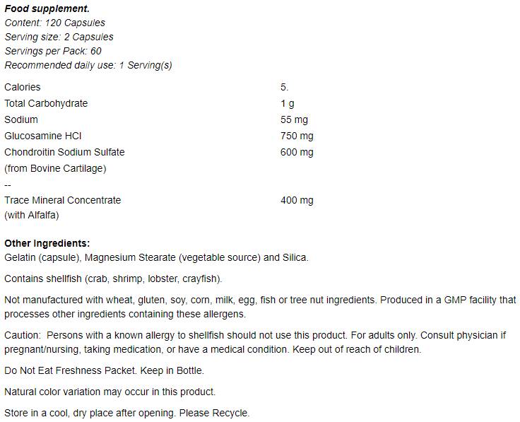 Glucosamine & Chondroitin With Trace Mineral Concentrate - 120 capsules