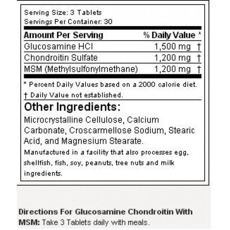 Glucosamina condroitina con MSM - 90 tabletas